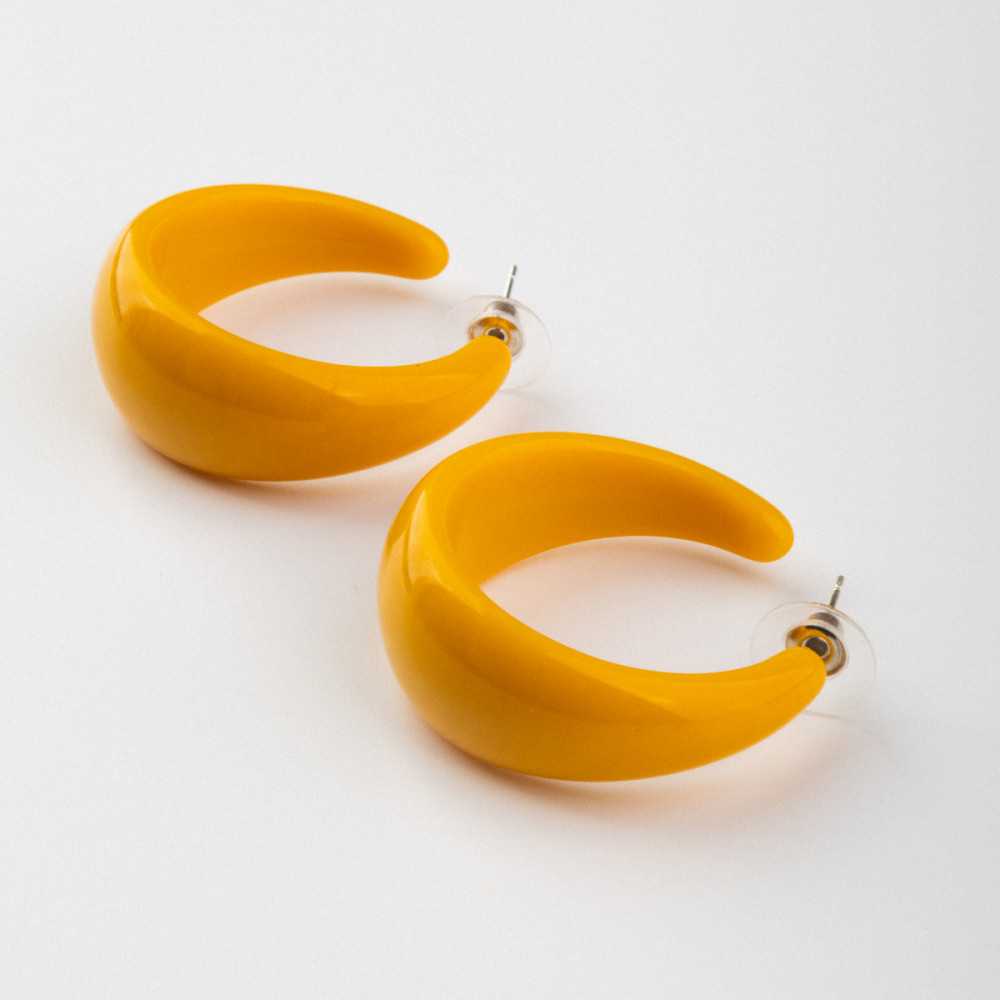 Yellow 925 Silver Needle C-Shaped Earrings