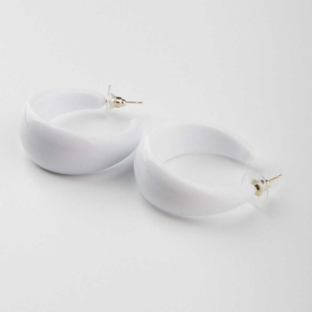 White 925 Silver Needle C-Shaped Earrings