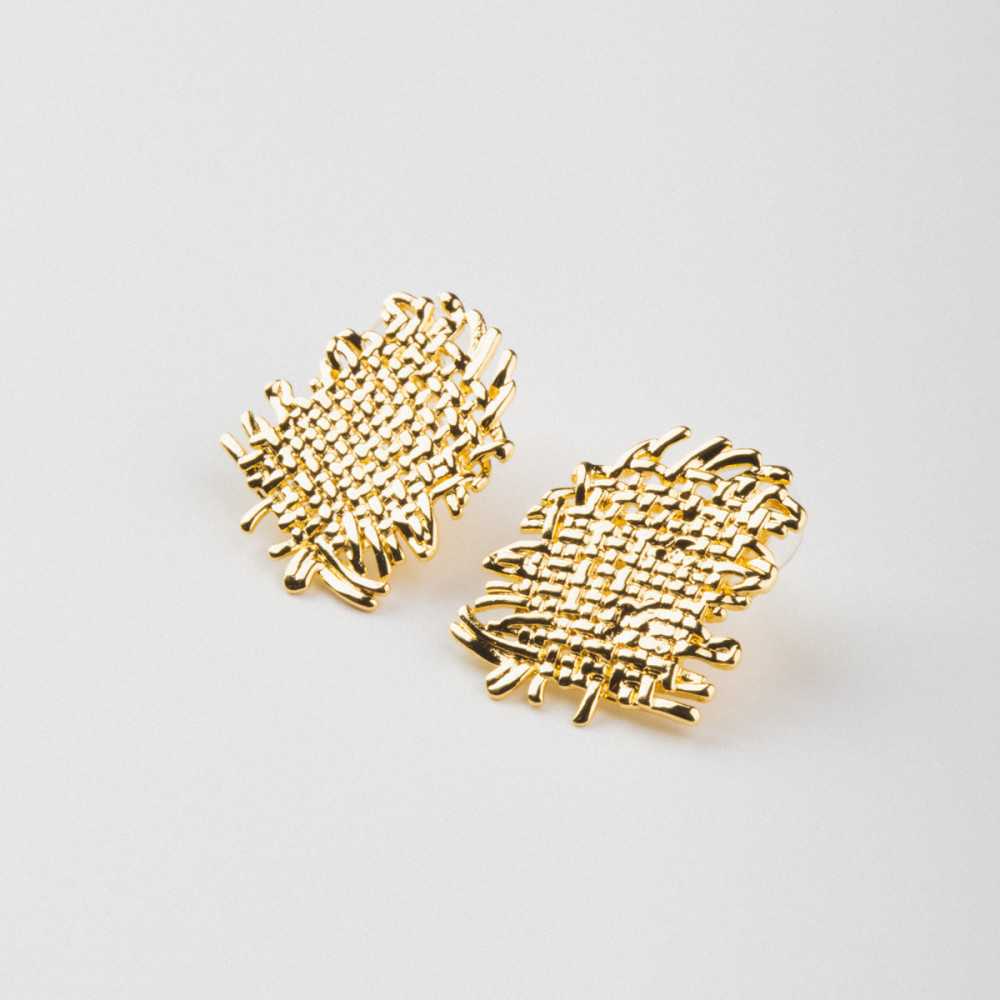 Golden Studded Metal Earrings